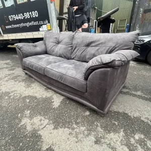 Grey fabric 3 seater sofa - Image 4