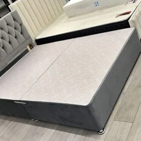 Velvet Divan Bed with Mattress – All Sizes Available