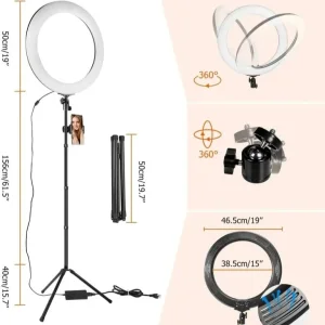 19" Ring Lamp with Tripod and Accessories - Image 2