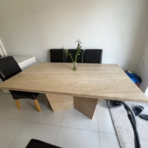 Luxury Modern Marble Dining Table with 6 Leather Chairs - Image 2