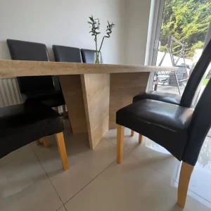 Luxury Modern Marble Dining Table with 6 Leather Chairs - Image 5