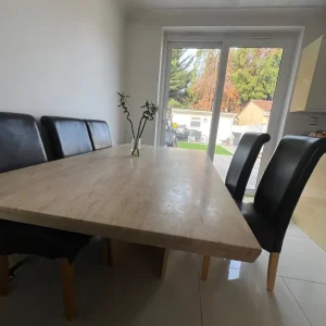 Luxury Modern Marble Dining Table with 6 Leather Chairs - Image 6