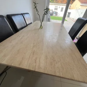 Luxury Modern Marble Dining Table with 6 Leather Chairs - Image 7