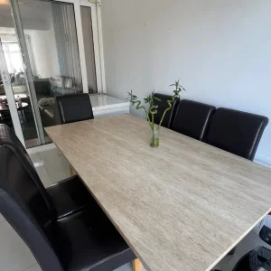 Luxury Modern Marble Dining Table with 6 Leather Chairs
