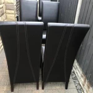 6 Quality Brown Dining Chairs - Image 2