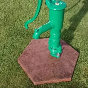 Cast iron water pump with green enamel paint and stainless steel fittings - Image 2