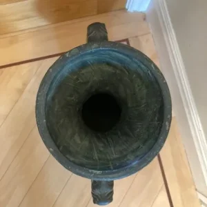 Large green ceramic ornament with horse head handles - Image 3