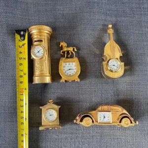 Miniature brass clock set - Image 2