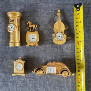 Miniature brass clock set - Image 3