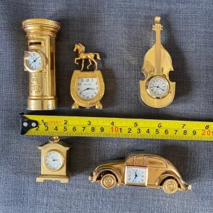 Miniature brass clock set - Image 4