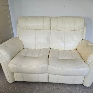 2 Seater Real Leather Manual Recliner Settee Sofa - Image 2