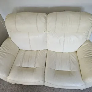 2 Seater Real Leather Manual Recliner Settee Sofa - Image 3