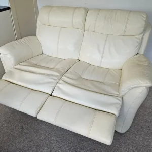2 Seater Real Leather Manual Recliner Settee Sofa - Image 6