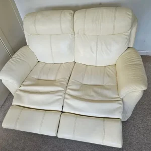 2 Seater Real Leather Manual Recliner Settee Sofa - Image 7