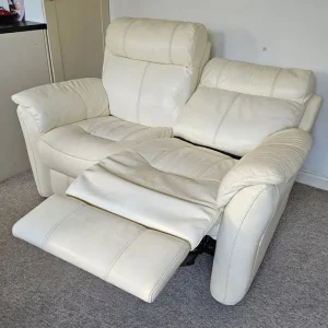 2 Seater Real Leather Manual Recliner Settee Sofa - Image 8