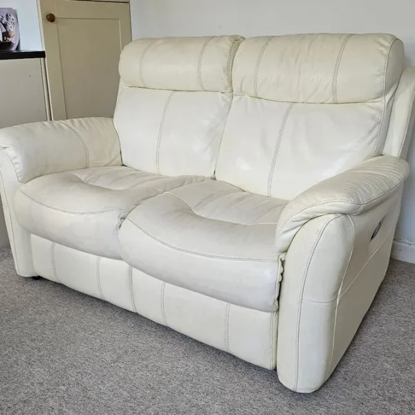 2 Seater Real Leather Manual Recliner Settee Sofa