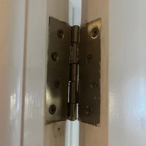 Pair of internal white gloss glass panel french doors with brushed chrome handles - Image 4