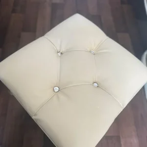 Cream leather stools with storage - Image 2