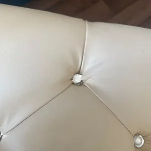 Cream leather stools with storage - Image 3