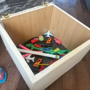 Cream leather stools with storage - Image 5