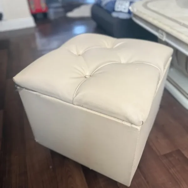 Cream leather stools with storage