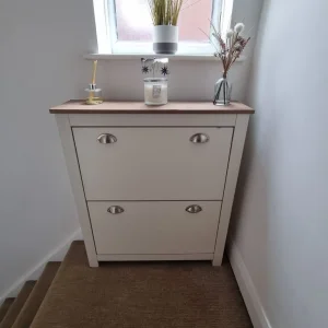 Beige shoe storage rack