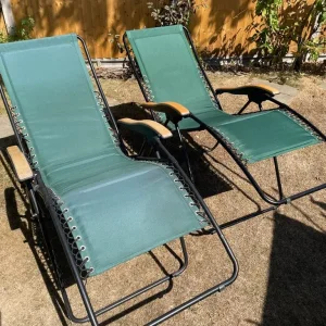 Folding green garden chairs - Image 4