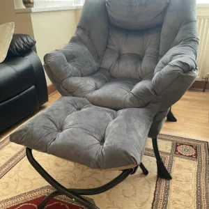 High Back Armchair with Footstool - Image 2