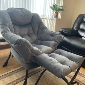 High Back Armchair with Footstool - Image 3