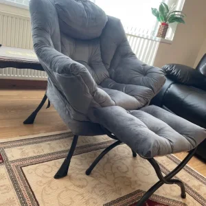High Back Armchair with Footstool - Image 4