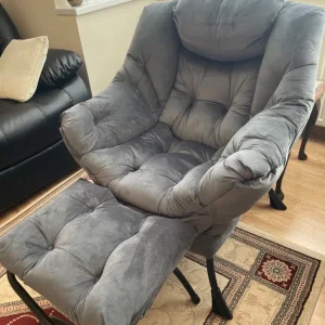 High Back Armchair with Footstool