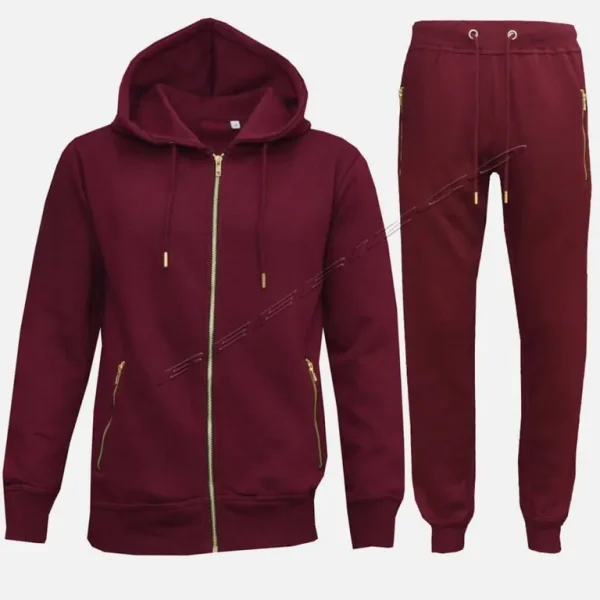 Bulk plain quality gold zip tracksuits