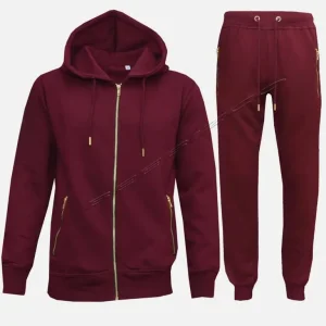 Bulk plain quality gold zip tracksuits