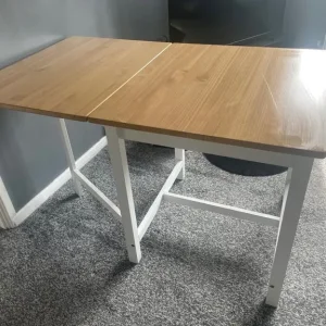 Ikea PINNTORP Dropleaf table, light brown/white, 67/124x75 cm