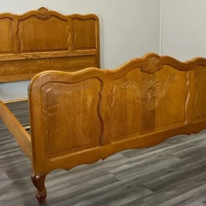 Vintage French Louis XV Oak Carved Double Bed Frame - Image 2