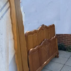 Vintage French Louis XV Oak Carved Double Bed Frame - Image 4