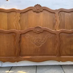 Vintage French Louis XV Oak Carved Double Bed Frame - Image 6