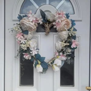 Artificial heart shaped wreath