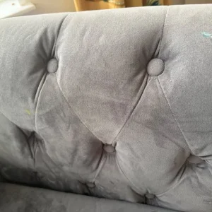 Grey velvet chesterfield style 5 person sofa - Image 7