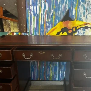 RED OXBLOOD CAPTAINS DESK WITH CHAIR AND CABINET - Image 4