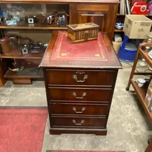 RED OXBLOOD CAPTAINS DESK WITH CHAIR AND CABINET - Image 5