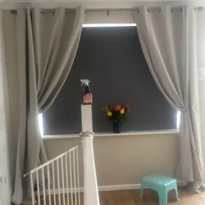 Beige curtains, brass gold curtain pole and tie backs - Image 2