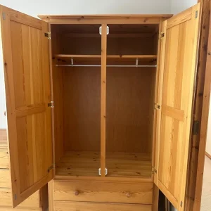 Double Bed and Oak Wardrobe with Drawers - Image 2