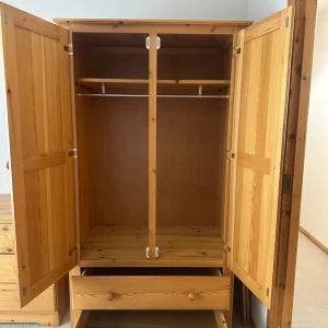 Double Bed and Oak Wardrobe with Drawers - Image 3