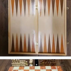 Wooden Folding Chess and Backgammon Set 19" 3-in-1 - Image 2