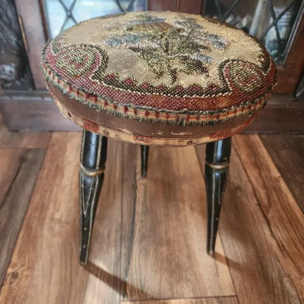 Antique Beaded Embroidery Gypsy Stool