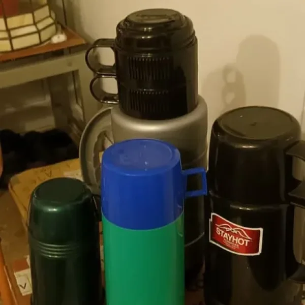 Selection of food and drink flasks picnic and party