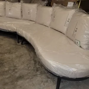 Garden sofa with curved modular design and rattan weave - Image 2