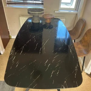 As-New Black Glass Dining Table and Chairs - Image 2