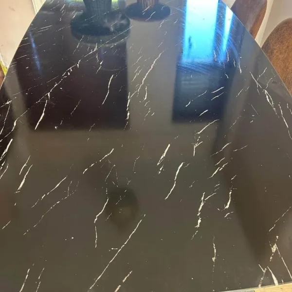 As-New Black Glass Dining Table and Chairs